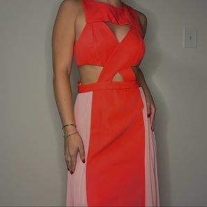 BCBG MAX AZARIA Coral Dress Giselle Cutout Dress, Size 02